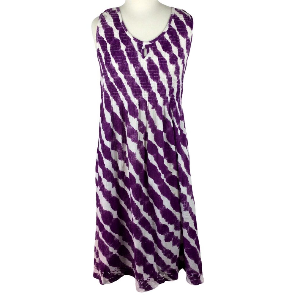 Soft‎ Surroundings Purple/White Gauze Smocked Dress